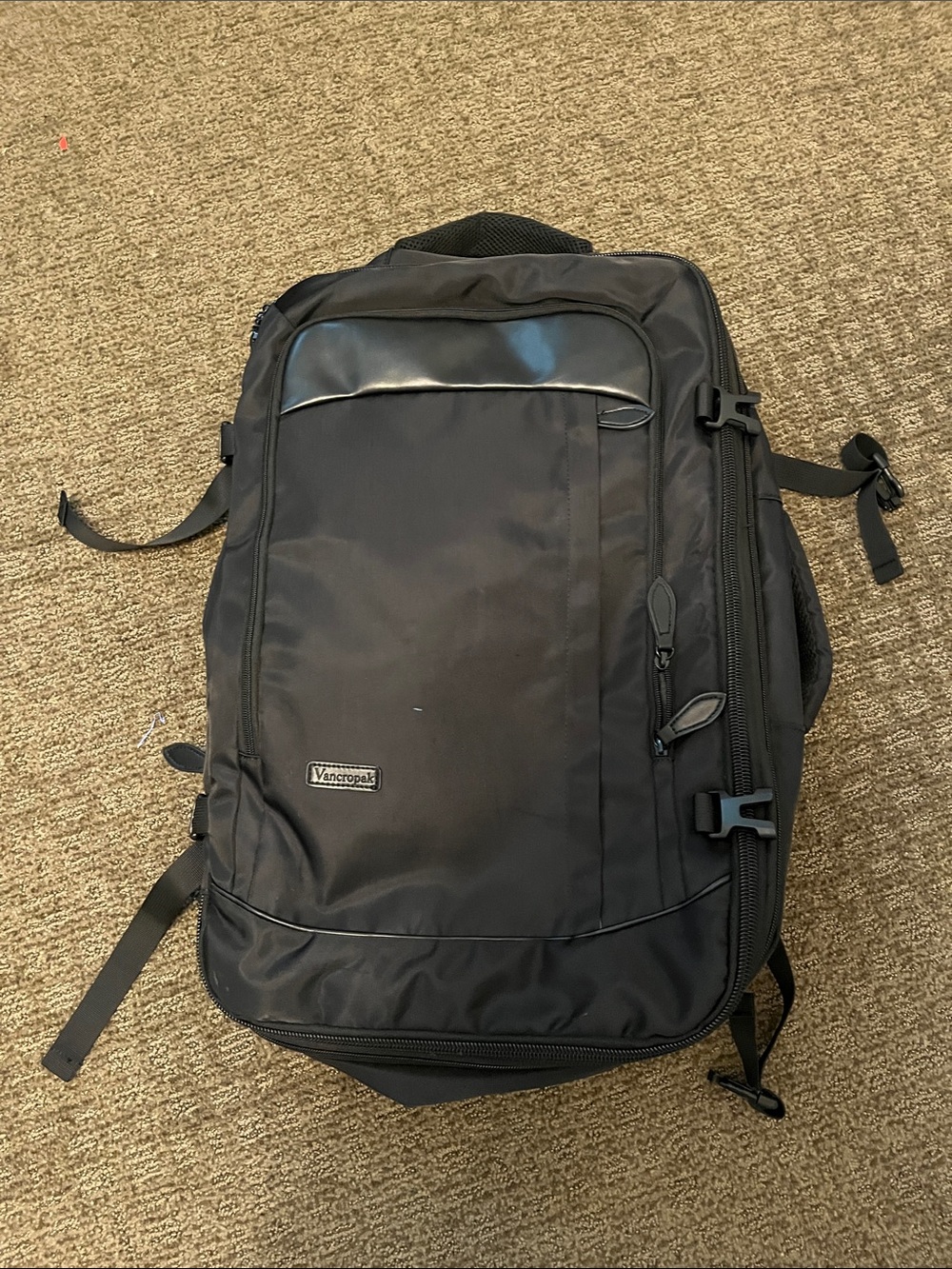 Black 50L Travel Backpack Carry-On with Laptop Compartment - Picture 6 of 8